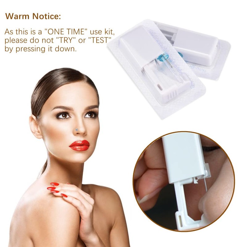 Suskriyocic 2 Pack Disposable Sterile Nose Piercing Kit Tool with