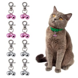 SUPERFINDINGS 8Pcs 2 Colors Pet Bells Collar Bells Collars Charm Dog Collar Hanging Pendant Decoration Bell for Dog Puppy Cat Kitty Collars Decor, 4.5cm/1.78"