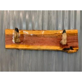 Handmade Deer Hoof Foot Feet Gun Rack Finished Live Edge Red Cedar EPOXY GLOSS