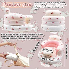 IOPJLK Inflatable Baby Seat for Babies from 3 Months, Inflatable Baby Seat, Baby Seat Aid, Baby Sofa Seat, Baby Floor Seat, Portable Inflated Dining Chair (Pink Rabbit)