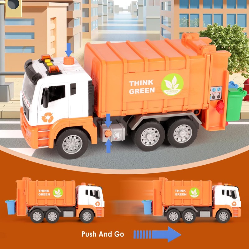 BunnyJOY Garbage Car Toy 12 Inch with Lights and Sound,