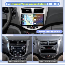 for Hyundai Accent Verna Solaris 2010-2016 Android Car Stereo, 9 Inch IPS Touch Screen Car Radio with Wireless Carplay Android Auto GPS Navigation WiFi Backup Camera Bluetooth DSP FM 59UI
