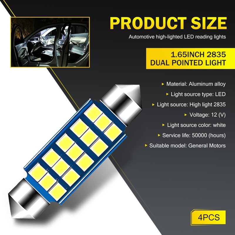 SLIMI 4 PCS Car Licence Plate Light, 6500K 2835 Chipset
