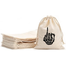 TYM Skeleton finger Hangover Recovery Kit printed Party Favor bags - Cotton Drawstring closure - Bachelorette hangover kit bags - Hangover Recover Kit Wedding Party Gift Bags - 5 * 7 Inch Set of 5