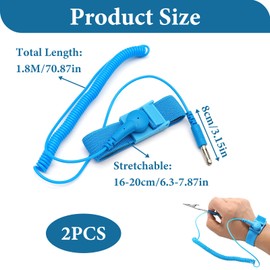 2 Pcs Anti Static Wrist Strap, Wrist Strap Band with Grounding Wire, Wrist Strap Band ESD Discharge, Adjustable Antistatic Wristband, Includes Alligator Clip, Prevent Build up of Static Electricity
