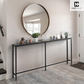 CAPHAUS 47” Narrow Long Console Table for Entryway, Classic Design Sofa Table Narrow Long for Living Room, Skinny Sofa Table, Entrance Table for Hallway, Plant Table, Décor Table, Grey Oak
