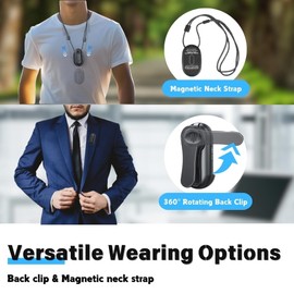 SHPTDJTIC 128G 4K Body Camera, Thumb Size Cam,Wearable Camera with 360°Rotatable Clip & Magnetic Clip,120 Minutes for Recording,Take for Lecture, Traveling,Pet Walking,Outdoors Activities (4k-B-128G)