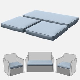 Tounosnt 3 Pack Outdoor Cushion Covers, Patio Cushion Covers Replacement for Outdoor Furniture Fit for 4 Pieces 4-Seater Wicker Rattan Patio Set Chair Couch,36x18x2,18x18x2(Only Cover)