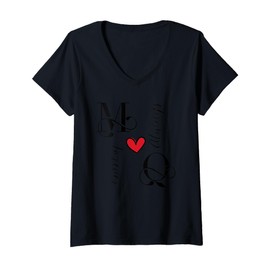 Womens M & Q Couples Initials, Wedding, Anniversary, Housewarming V-Neck T-Shirt