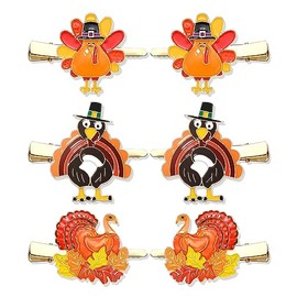 HZEYN 6 Pack Thanksgiving Hair Clip Fall Pumpkin Maple Leaf Turkey Hair Clips for Women Autumn Fall Hair Barrette Accessory Holiday Gifts (Turkey)
