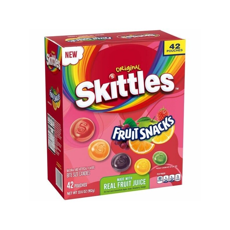 Skittles Fruit Snacks Original 42 bags 33.6 oz total Real