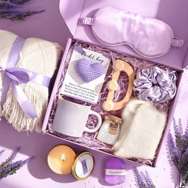 Cabtnca Birthday Gift Baskets for Women, Self Spa Care Package for Woman, Get Well Soon Gift for Her, Sympathy Thinking of You Gift Set for Mom Sister Friend Wife Girlfriend, 11Pcs Purple