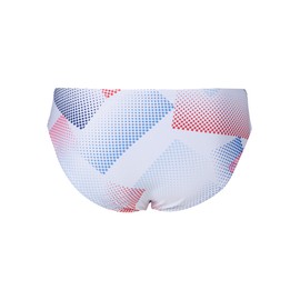 ARENA Boys' Swim Brief Halftone Team Print MaxLife Athletic Swimwear Professional Training Swimsuit Sports Bathing Suit, White/Multi Navy, US Size 24