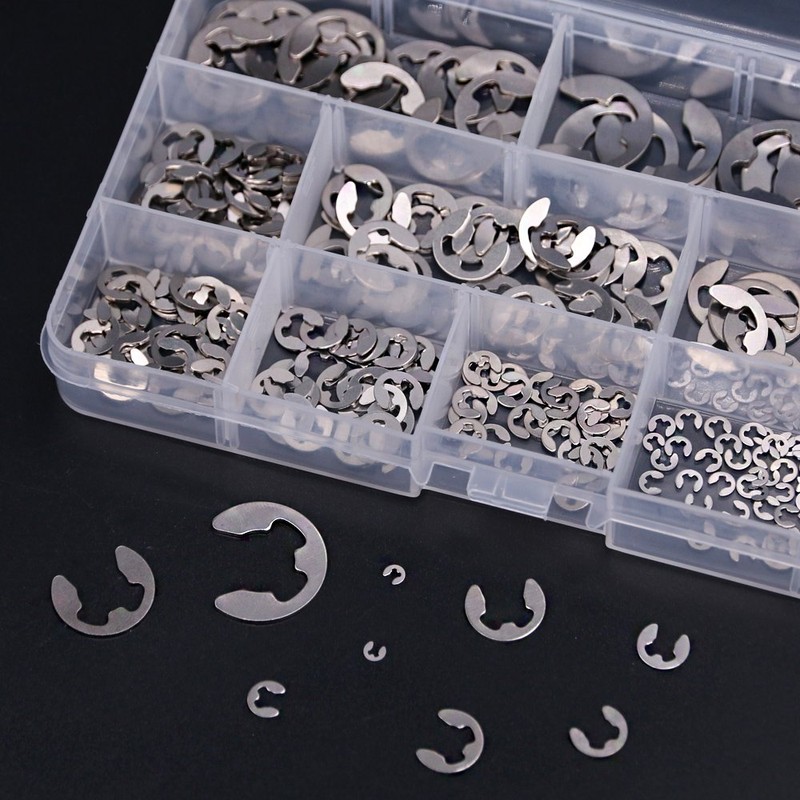 Hilitchi 300-Pcs 304 Stainless Steel E-Clip Circlip External Retaining Ring