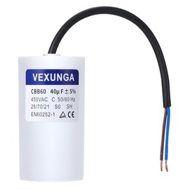 VEXUNGA VEXUNGA Capacitor 40uF 450V Starting Capacitor 40F AC Motor Capacitor CBB60 SH 40 MFD 450VAC Capacitors 50x92mm 50/60Hz with Cable