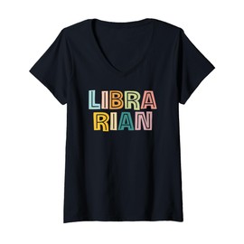 Womens School Librarian, Gift for Library Day, Teacher Appreciation V-Neck T-Shirt