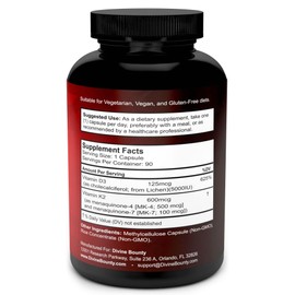 Vitamin K2 (MK7 & MK4) with D3 Supplement - Vitamin K & D as MK-7 100mcg, MK-4 500mcg, and 5000 IU Vitamin D3 3-in-1 Formula - Bone and Heart Support - 90 Non-GMO Vegetarian Capsules