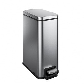 Veelesa Slim Bathroom Trash Can with Soft Close Lid, 1.6 Gallon Stainless Steel Garbage Can with Removable Inner Bucket, Durable Step Pedal, Small Trash Bins for Toilet, Bedroom, Kitchen, Office