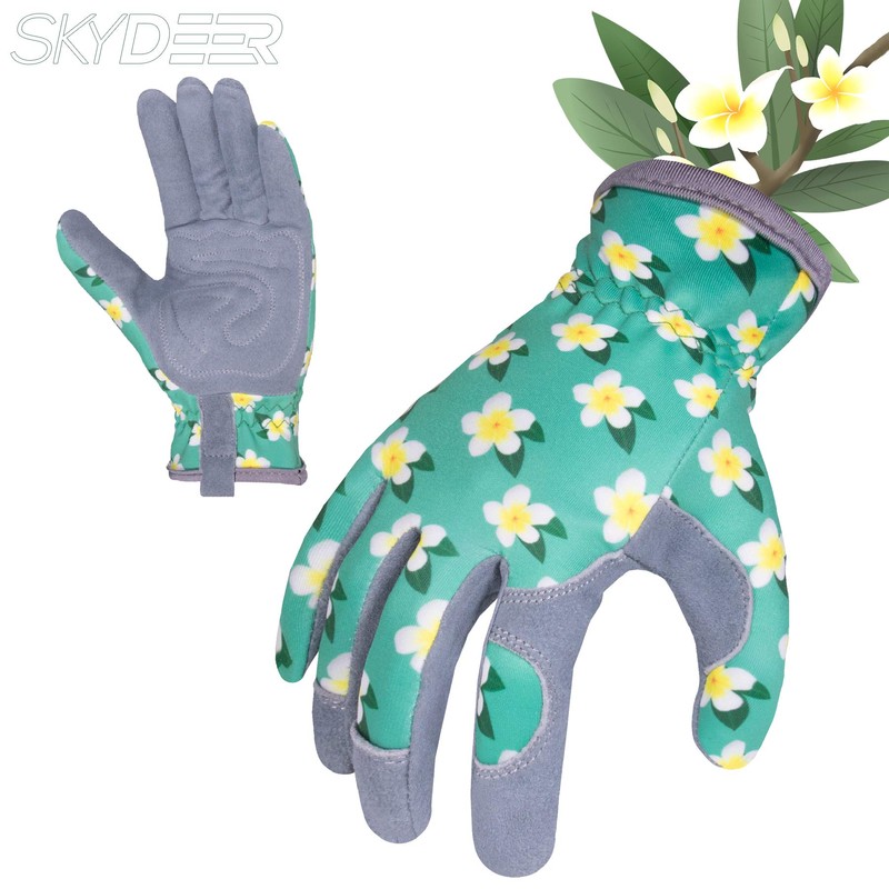 SKYDEER Women's Deerskin Suede Gardening Gloves (SD6611/M)