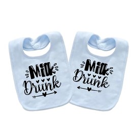 QIANWANYI Baby Twins Bibs Milk Newborn Baby Bibs Cute Unisex Bibs Set Toddler Baby Boy Girl Bibs(blue paste)
