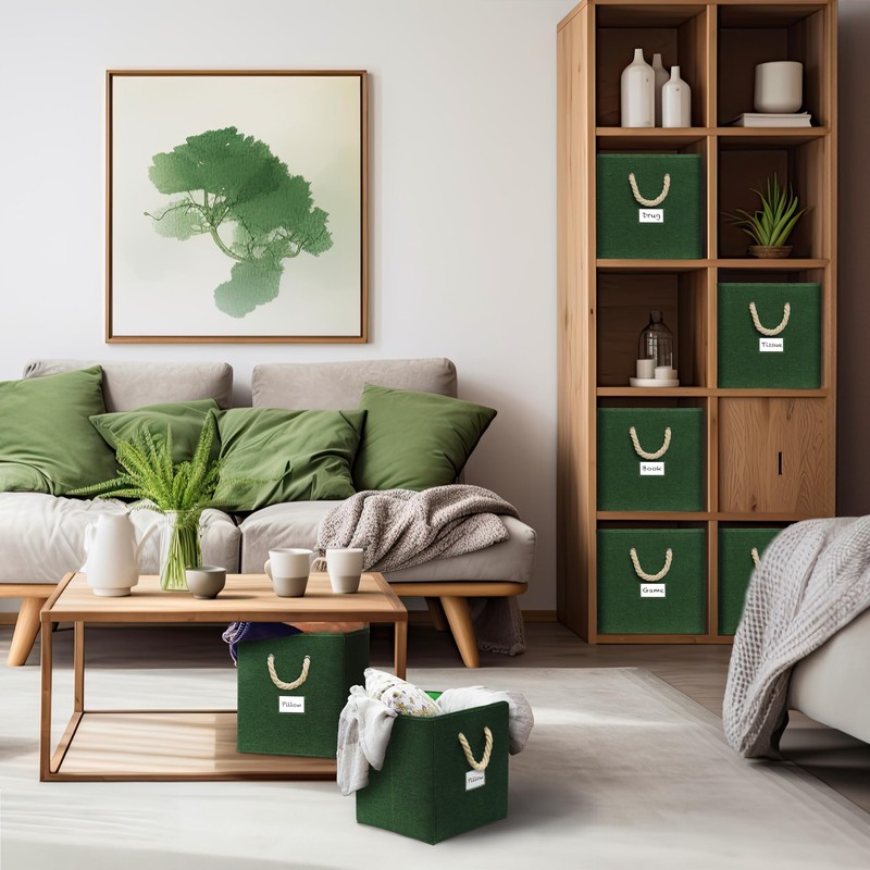 Simple Houseware 4 Pack Cube Storage Bin With Braided Handles,