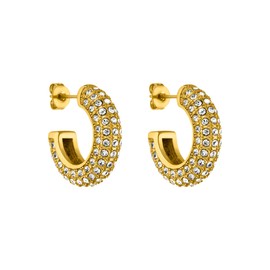 PURELEI® Big Glitter Earrings (Gold, Silver, Rose Gold), Women's Earrings Made of Durable Stainless Steel, Waterproof Jewellery, 20mm Diameter, Stainless Steel