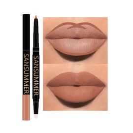 Lip Liner Pencil Contour Lipliner Matte Lip Liner and Lipstick Set, Long Lasting Waterproof Nude Lip Liners Smooth Texture Non-Stick Cup Natural Lip Pen Makeup Gift