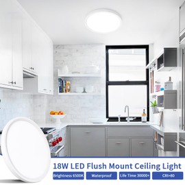 UprizeP LED Flush Mount Ceiling Light Fixtures, 4 Pack 7 Inch 18W Equivs to 100W Traditional Lamp Perfect for Low Ceiling, 6500K 1800lm Bright White, for Kitchen Hallway