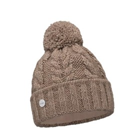 ELIMELI 19005 Women's Winter Hat Warm Knitted Hat with Bobble Slouch Beanie Women's for Winter Bobble Hat Made in EU Choice of Colours, cappuccino