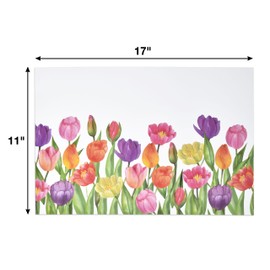 Gift Boutique 50 Pcs Disposable Watercolor Tulip Paper Place Mats, 11" x 17" Rectangle Tulips Flower Coated Placemat for Spring Summer Floral Table Setting Party Supplies