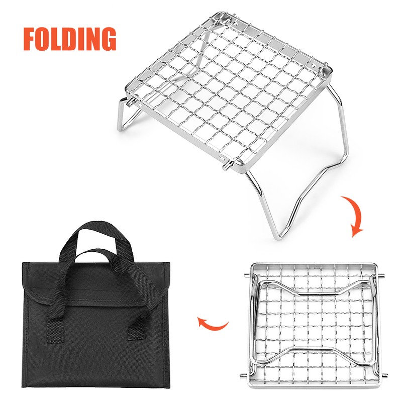 Mini Stainless Steel Grill Folding Stove Stand Barbecue Grill Camping