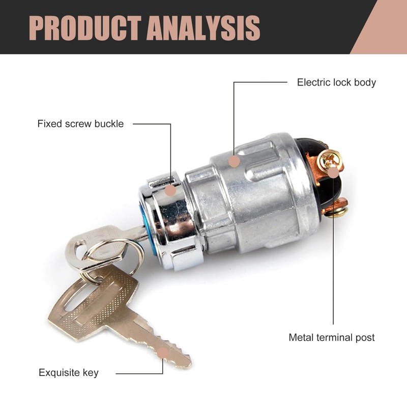 Bawkars Car Ignition Switch with 2 Keys, Waterproof Starter Replacement