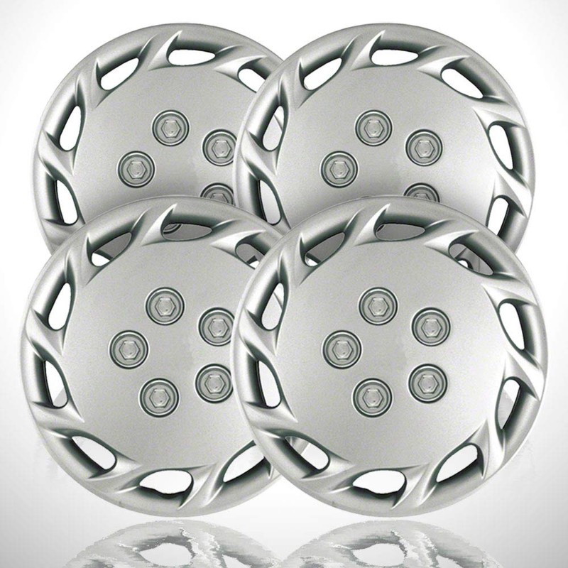 Elite Auto Chrome 4-Pack of 14' Push-on Silver Hubcaps fit