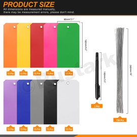 Rustark 152Pcs 10 Colors Plastic Shipping Tags with Pens 3.15"x6.3"/8x16CM Plastic Hang Tags Waterproof Shipping Tag Writable Blank Hang Tag with Holes for Luggage Garage Inventory Car Parts
