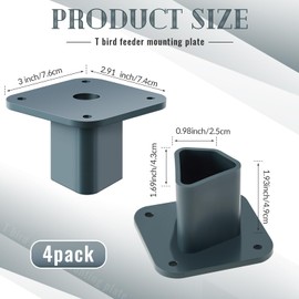 Nuanchu 4 Pcs T Post Mounting Plate Compatible with Most Standard Fence Post Pole Mount Flange 3 x 3 x 2.25 Inches Plastic Mounting Plate for Bird Houses Bird Feeder Mailboxes Station Pole and More