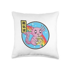 TOKYO WAVES Axolotl Banana Milk Carton Kawaii Retro Rainbow Anime Throw Pillow, 16x16, Multicolor
