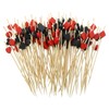 ZZHXSM 100pcs Black and Red Poker-Shaped Bamboo Cocktail Picks Fruit