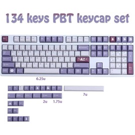 JOMKIZ PBT Keycaps, Cherry Profile Keycaps 134 Keys Rabbit Dye Sublimation with 7U Spacebar Japanese Keycap Set for Cherry MX Switches US Layout Mechanical Keyboards