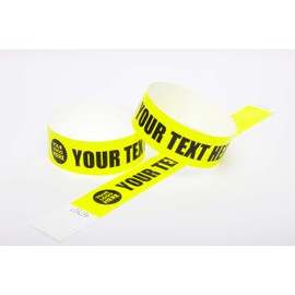 1000 x Tyvek Wristbands Custom Printed Waterproof, Tear-Resistant Event Wristbands for Parties, Events, Festivals, Crowd Management – 1 inch 25 mm (Neon Yellow)