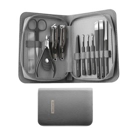 Generic Manicure Set, Manicure kit and Fingernail & Toenail Clippers Set, 12 Pieces Nail Clippers for Men Set, High-Carbon Steel Nail Care Kit, Pedicure Set, Mens Grooming Kit (Gun Grey)