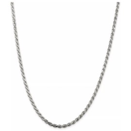 Unbranded Anti Tarnish Sterling Silver Diamond Cut Link Rope Chain 3MM Rhodium Plated  - 22 in