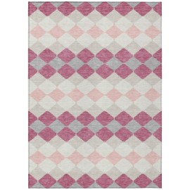 Homeroots 3' X 5' Pink Gray And Ivory Geometric Washable Indoor Outdoor Area Rug