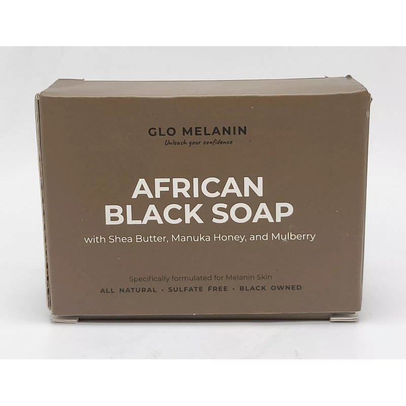 GLO MELANIN African Black Soap Bar - Infused w/ Natural
