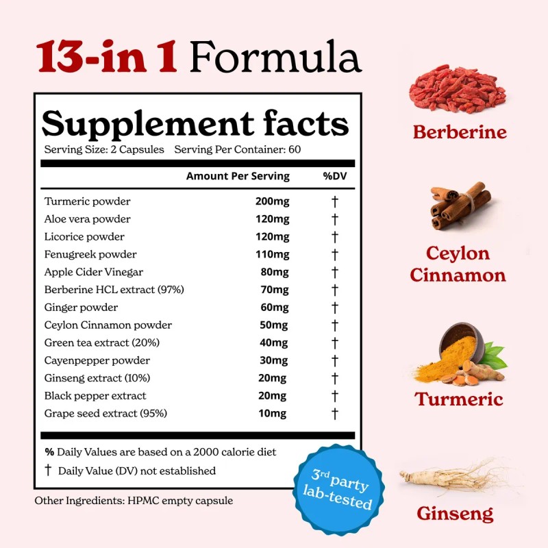 Better Alt Cápsulas Berberina Hcl 97% Con Hierbas 120uds