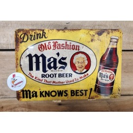 sign chicken Ma's Root Beer Sign, Vintage style, tin like sign, old advertisement- RUSTY LOOK