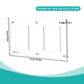 Sports Card Display Box, 3 Grids Clear Display Frame Rack for Comic Baseball Game PSA Graded Trading Card, Mini Stickers, Photos Holder (Within 2.6"x 3.5"), 10.6 x 5.9 x 0.24 Inch