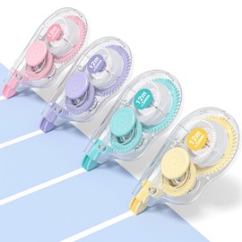 Four Candies White Correction Tape, 39.4 Feet, 4 Pack Easy to Use Applicator for Instant Corrections, Tear-Resistant, Smooth & Quick-Drying Tape for Office & School Supplies