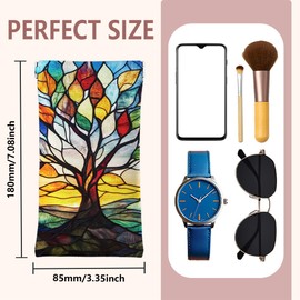 GLOBLELAND Soft Glasses Case Yoga Squeeze Top Eyeglass Case Travel PU Leather Sunglass Case Portable Sunglasses Pouch for Women Men, black