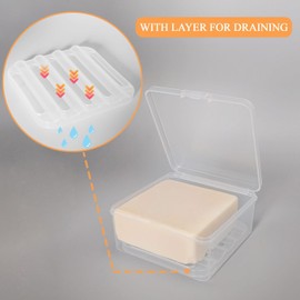Soap Case Box, Vonpri Soap Dish Storage Holder for Shower Home Outdoor Traveling (1Pc Clear with draining Layer)