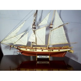 GAWEGM Wood Ship Models Kits to Build for Adults - 1840 Halcon Baltimore 1/100 Scale Ancient Sailing Ship Model Kit with Retro Accessories, for Collection, Novice Practice, Handmade Miniature